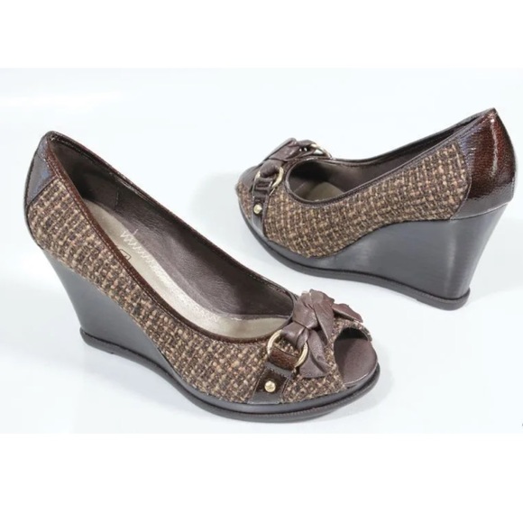 SPERRY Top-Sider 'Silverside' brown BOW open-toe platforms wedges size 8 - Picture 8 of 13